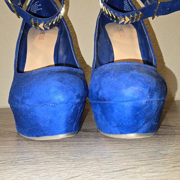JustFab Verena Ankle Strap Cobalt Blue Heels Size 7M NWOB - Picture 3 of 13